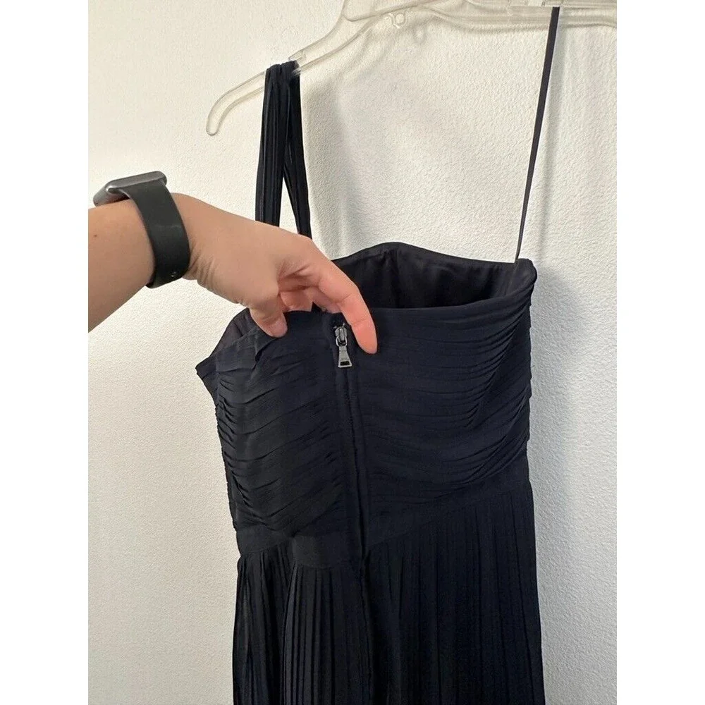 NWT Club Monaco Womens Adelphie Dress One Shoulder Silk Navy Knee Length Size 12